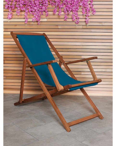 Charles Bentley Wooden Garden Deck Chair - Teal