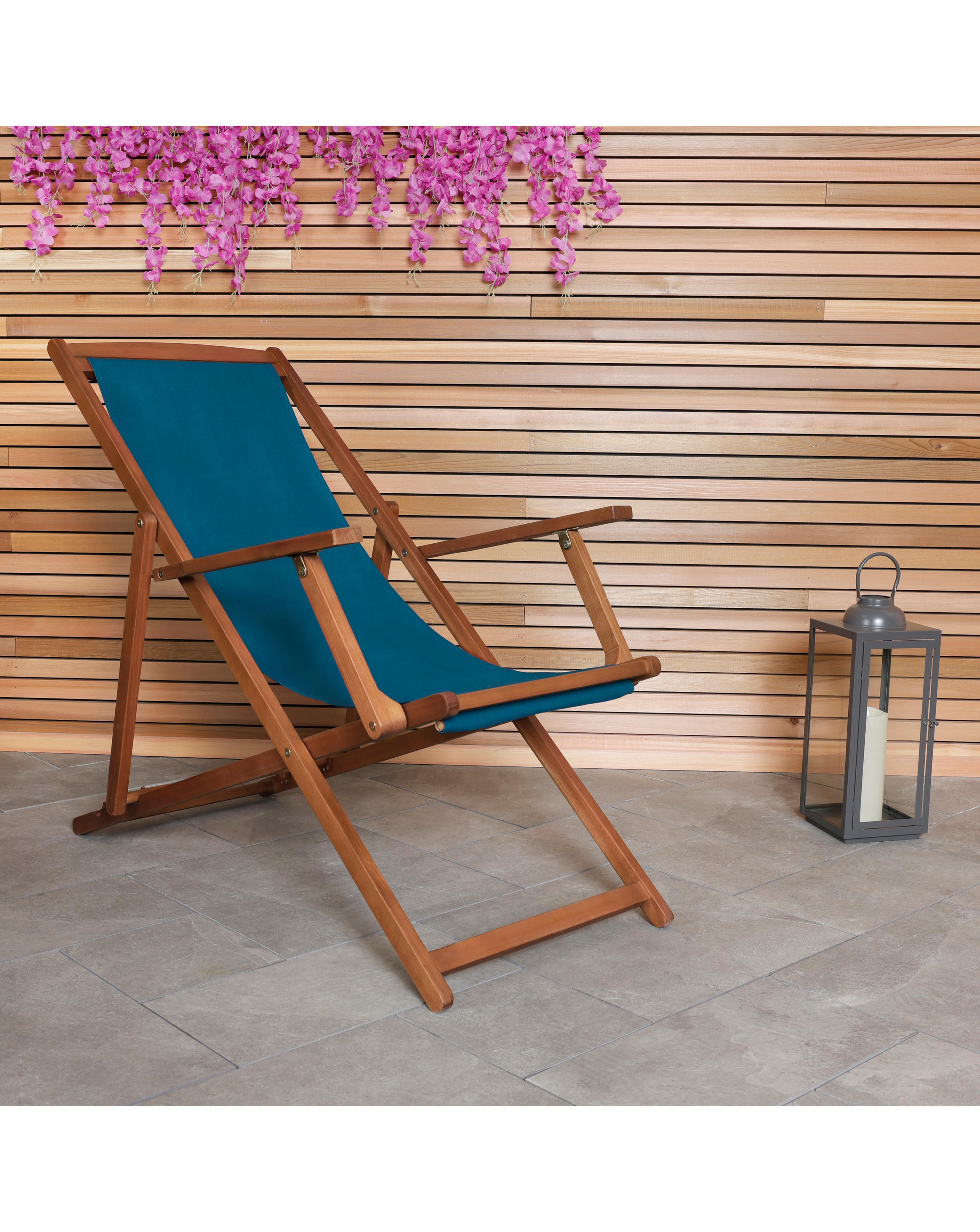 Charles Bentley Wooden Garden Deck Chair - Teal
