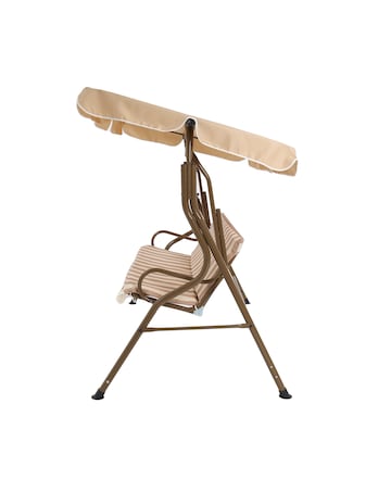 Charles Bentley 2 Seater Garden Swing Seat - Beige & White Stripe