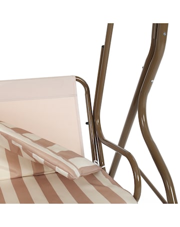Charles Bentley 2 Seater Garden Swing Seat - Beige & White Stripe