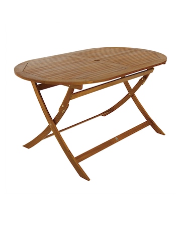 Charles Bentley Wooden Oval Folding Dining Table - 6 Seater