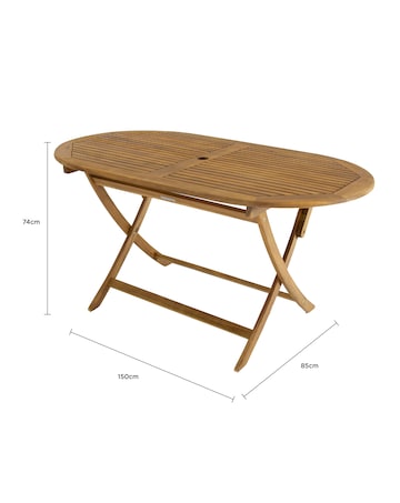 Charles Bentley Wooden Oval Folding Dining Table - 6 Seater
