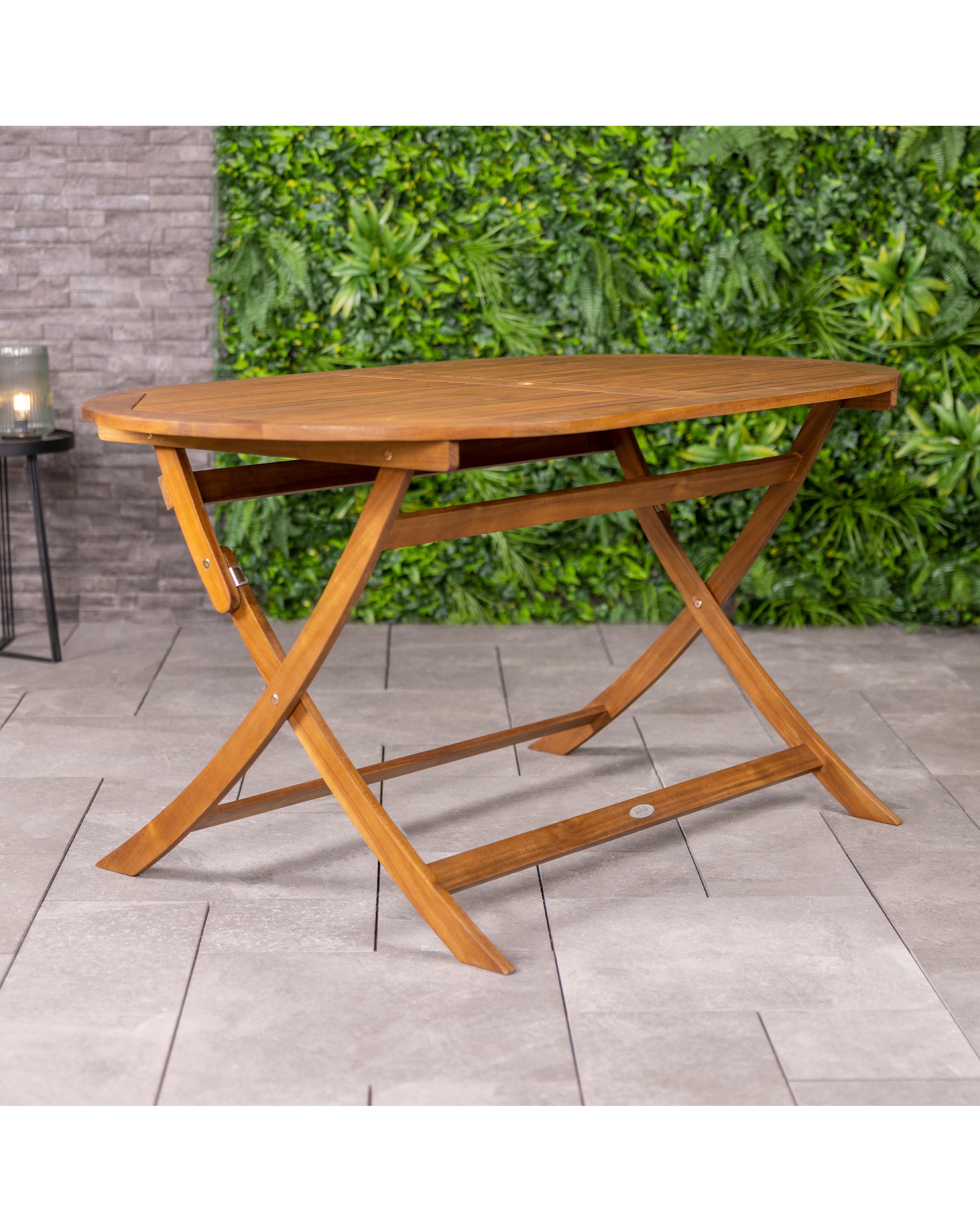 Charles Bentley Wooden Oval Folding Dining Table - 6 Seater