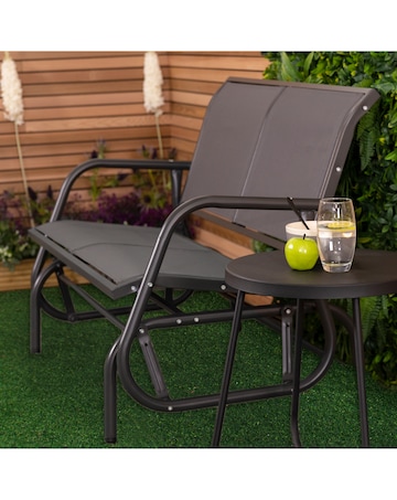 Charles Bentley Grey Metal Mesh Rocking Glider Bench
