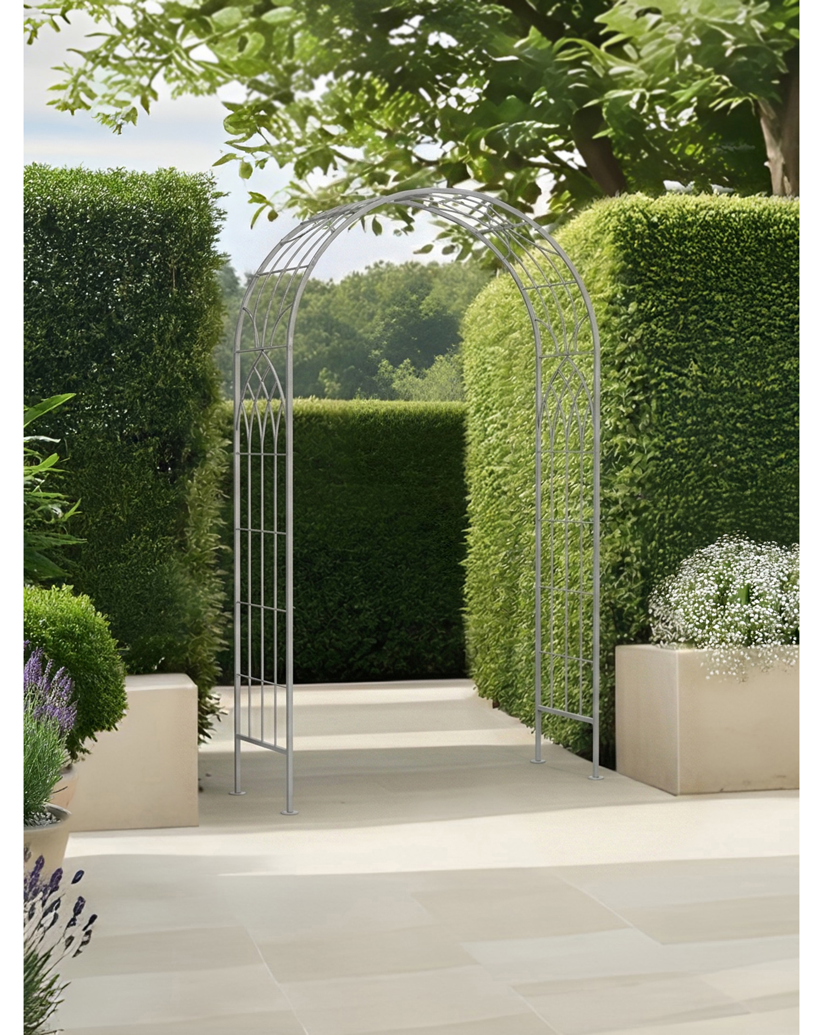 Charles Bentley Grey Wrought Iron Garden Arch