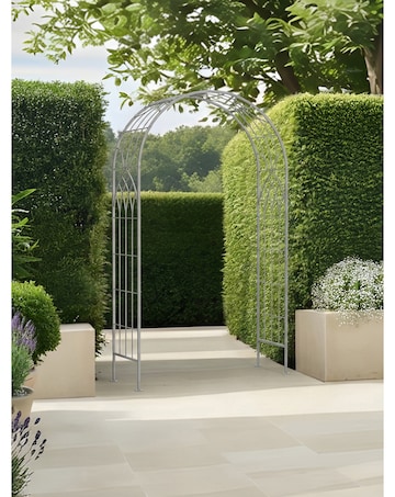 Charles Bentley Grey Wrought Iron Garden Arch
