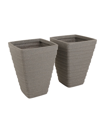 Charles Bentley Tall Square Trojan Granite Planters - Set of 2