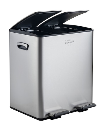 Charles Bentley 40L Double Compartment Kitchen Bin - 2x 20L