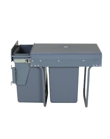 Charles Bentley 2 Compartment Cupboard Pull Out Bin 2 x 20L (40L Capacity)