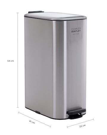 Charles Bentley 30L Slimline Rectangular Kitchen Pedal Bin