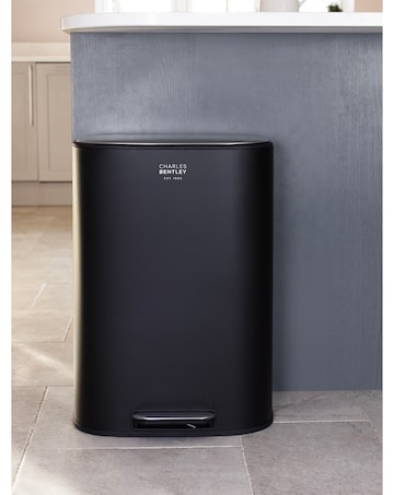 Charles Bentley 50L Black Pedal Kitchen Bin