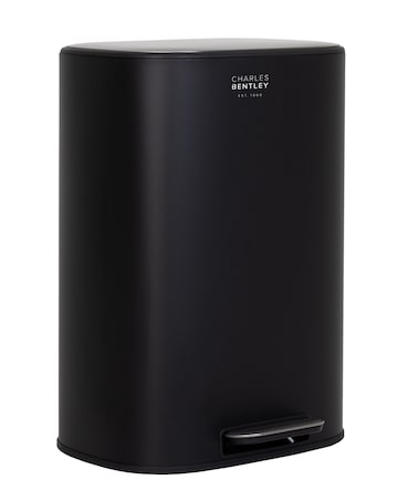 Charles Bentley 50L Black Pedal Kitchen Bin