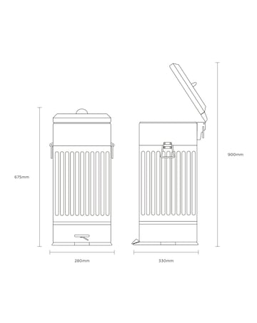 Charles Bentley 30L Square Retro Kitchen Pedal Bin