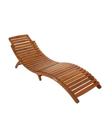 Charles Bentley Folding Curved FSC Wooden Sun Lounger