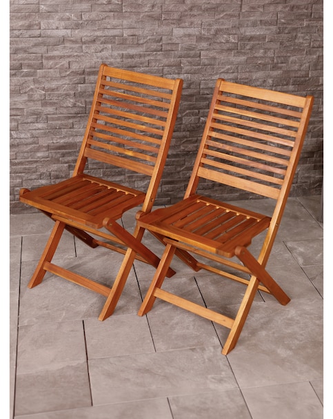 Charles Bentley Pair of FSC Wooden Foldable Chairs