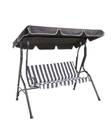 Charles Bentley 2 Seater Garden Swing Seat / Hammock - Grey Stripe