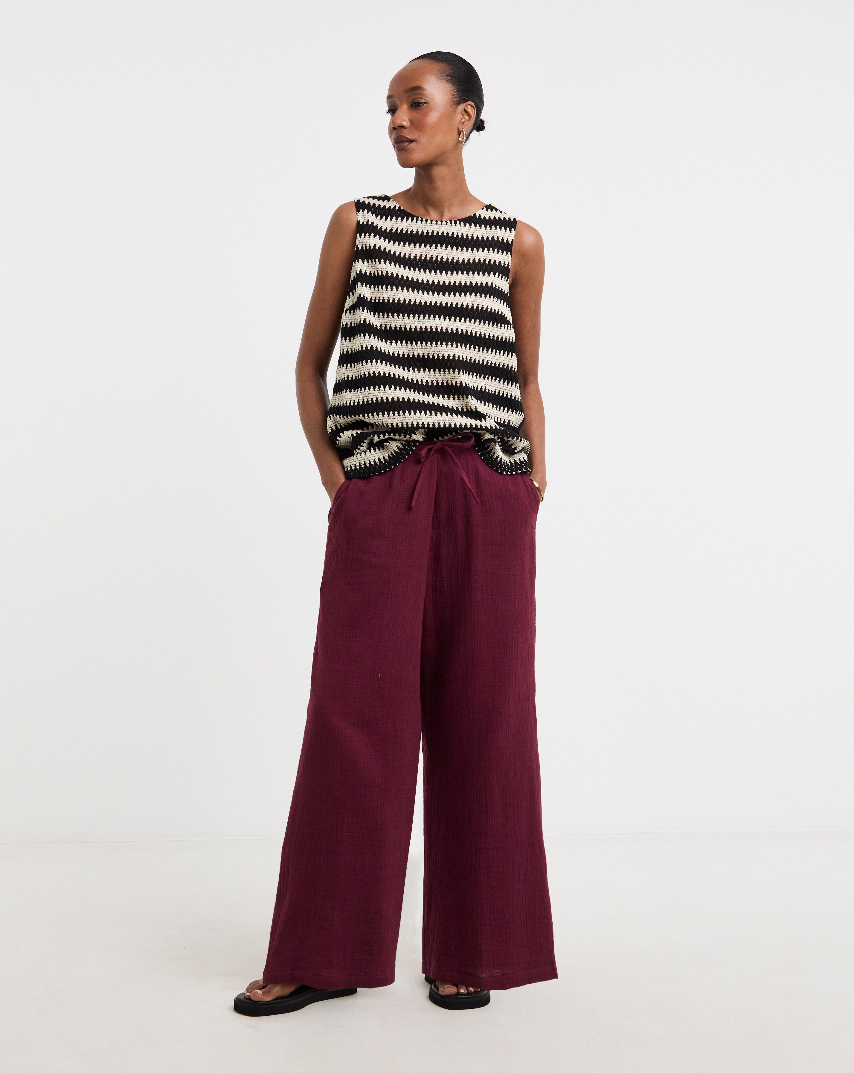 Pure Cotton Wide Leg Trousers