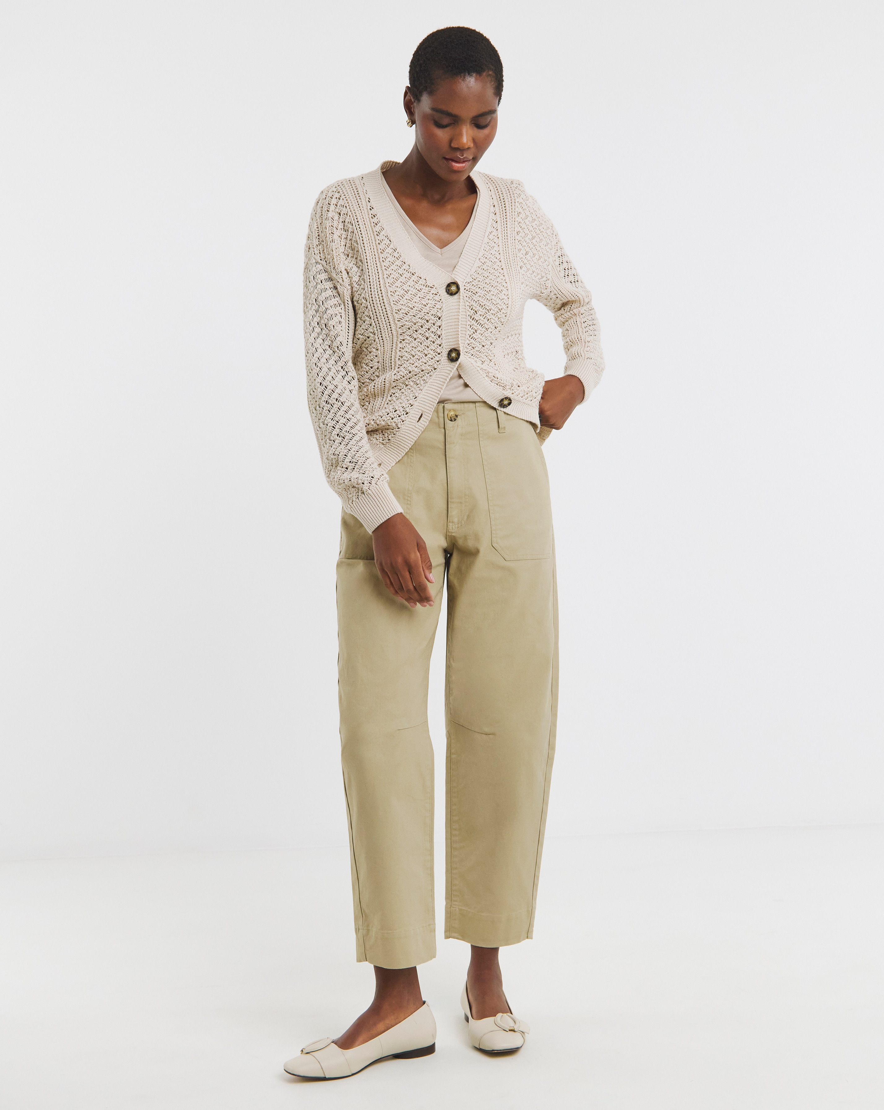 Cotton Rich Barrel Leg Trouser