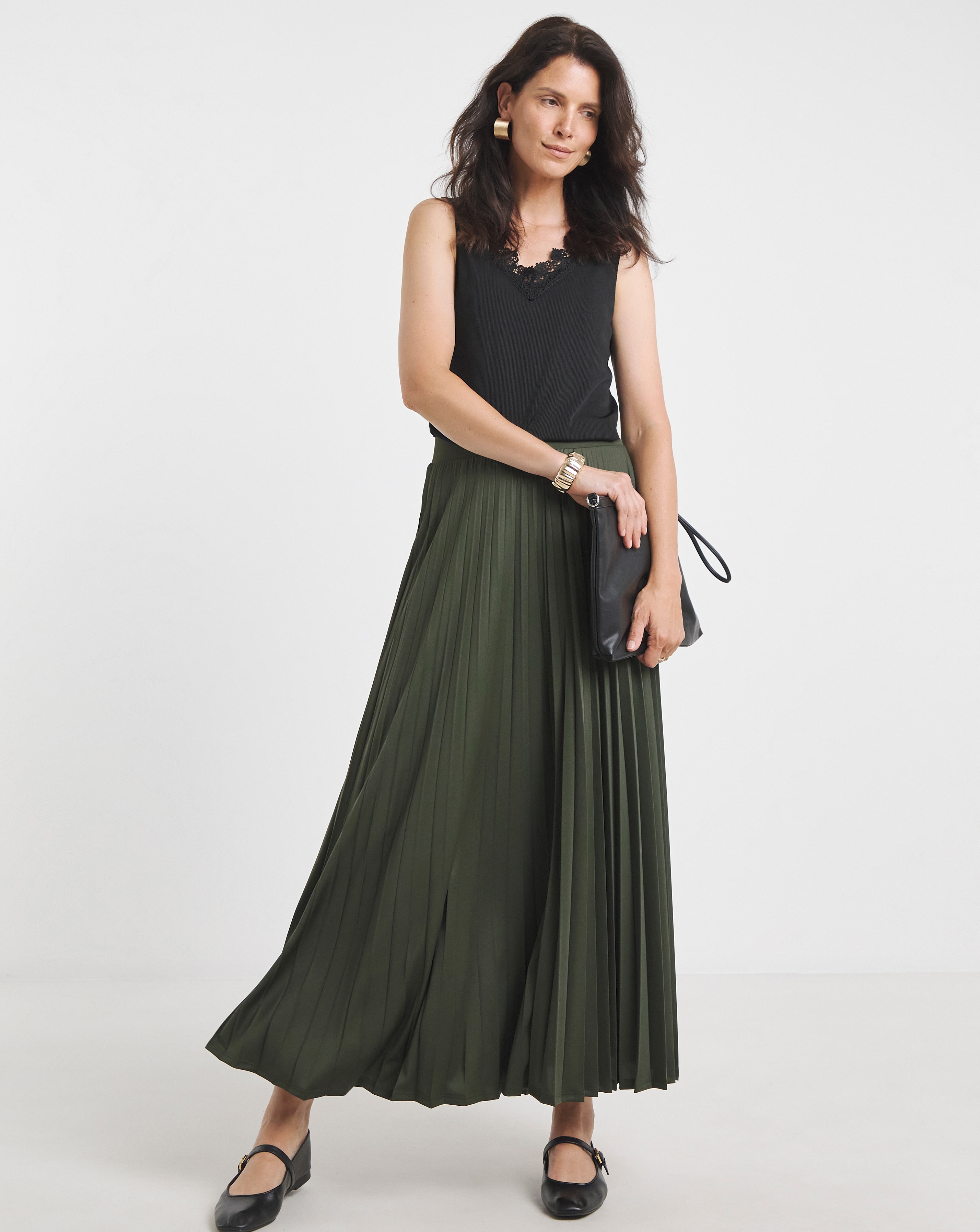 Pleated Jersey Skirt
