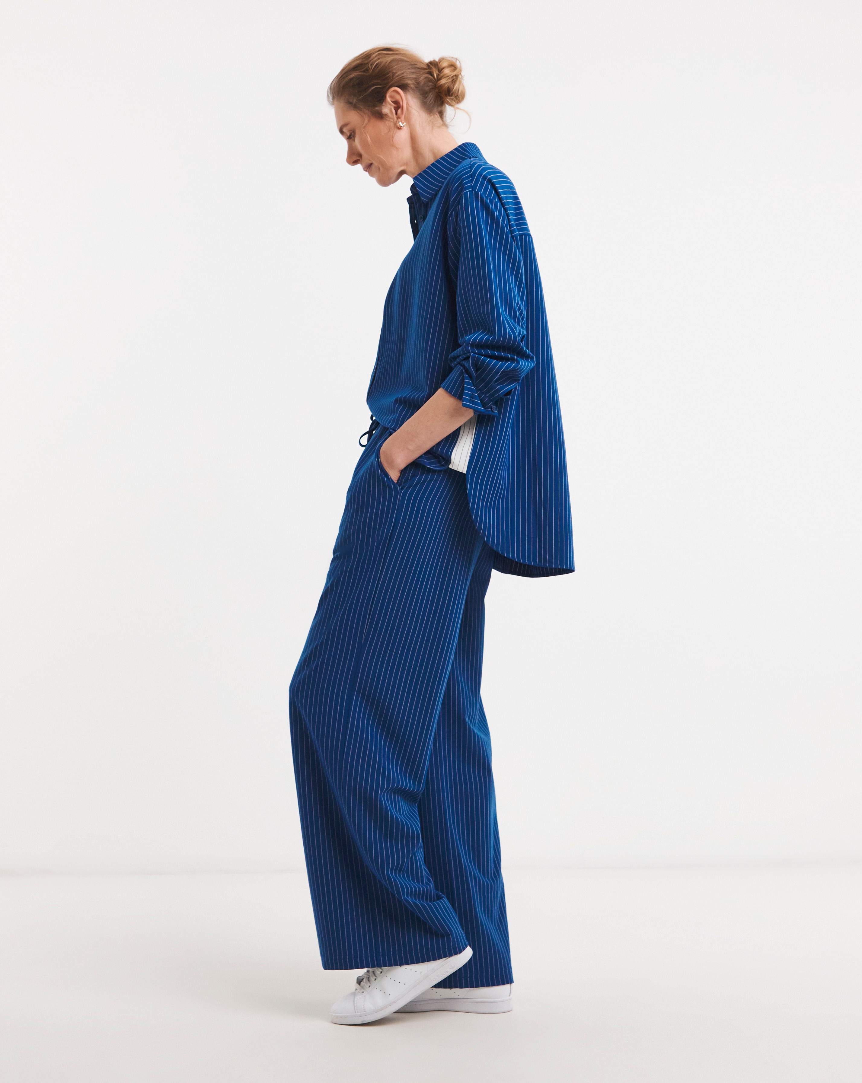 New In - Stripe Drawstring Wide Leg Trouser