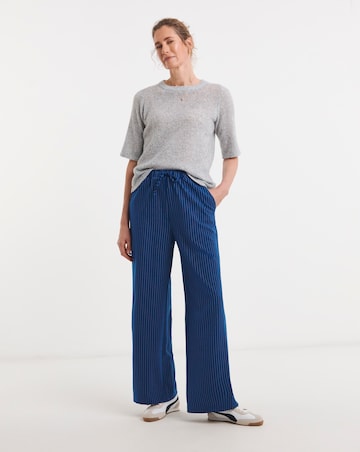 Stripe Drawstring Wide Leg Trouser