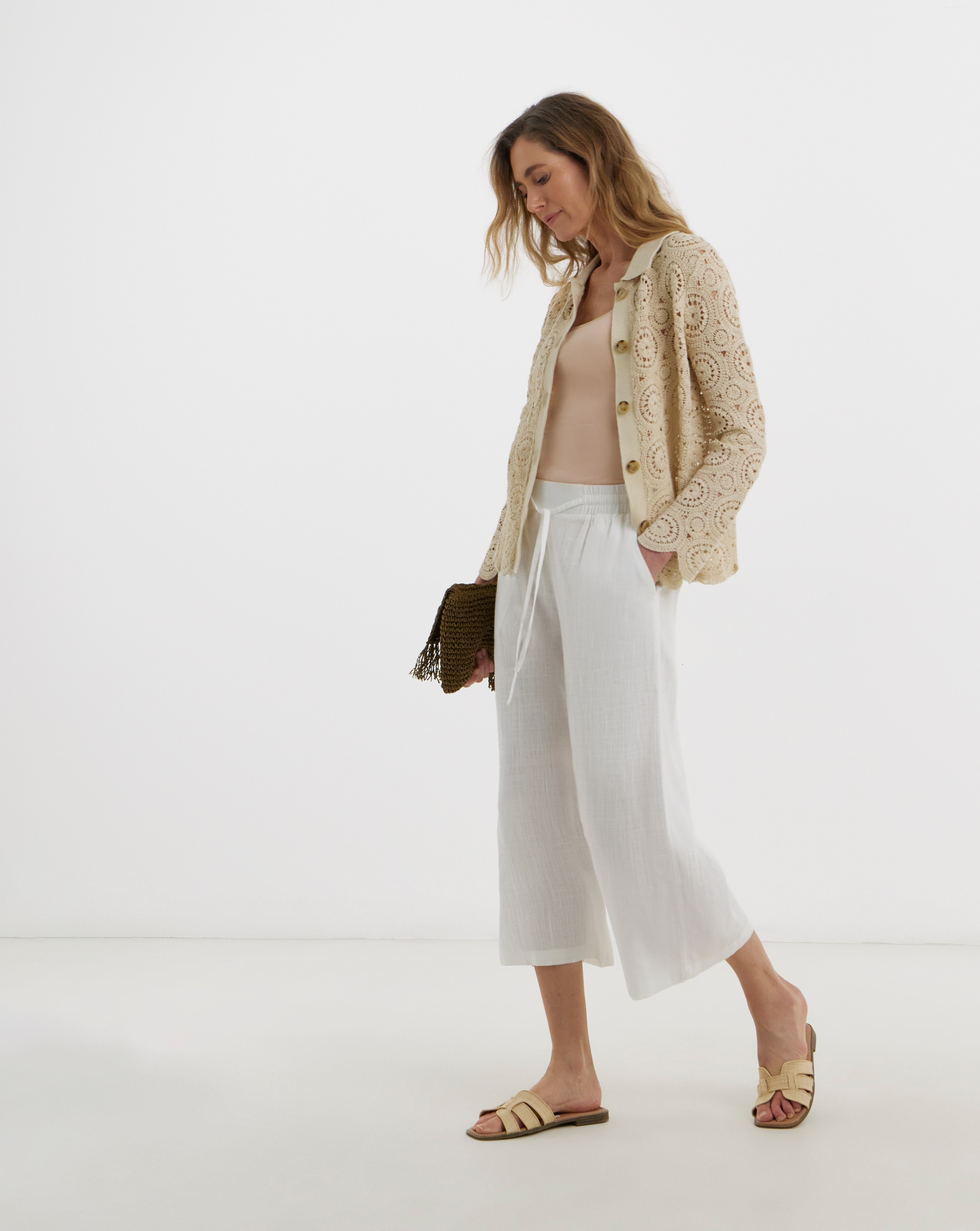 New In - Linen Mix Wide Leg Culotte