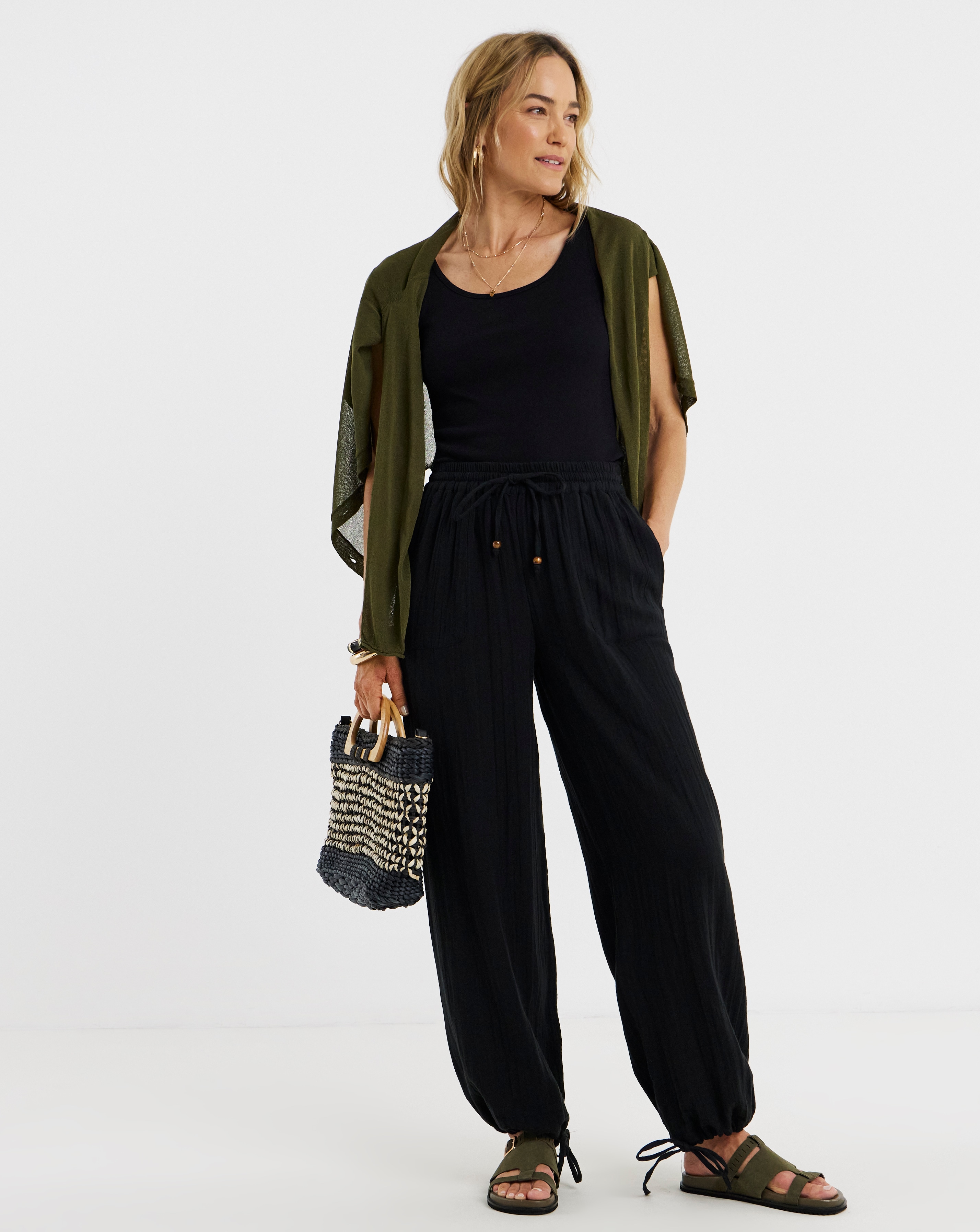 New In - Cotton Cheesecloth Balloon Trousers