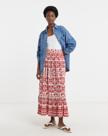Border Print Maxi Skirt