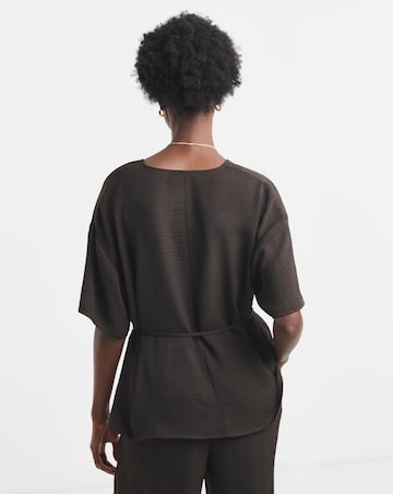 Chocolate Boxy Tie Waist Top Co-ord