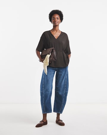 Chocolate Boxy Tie Waist Top Co-ord