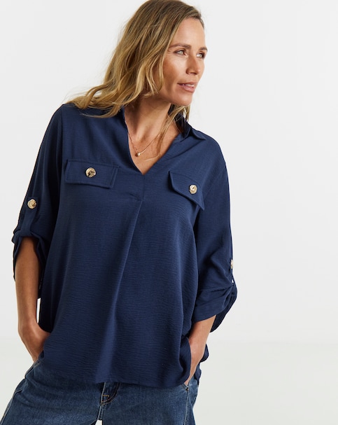 New In - Navy Utility Popover Top