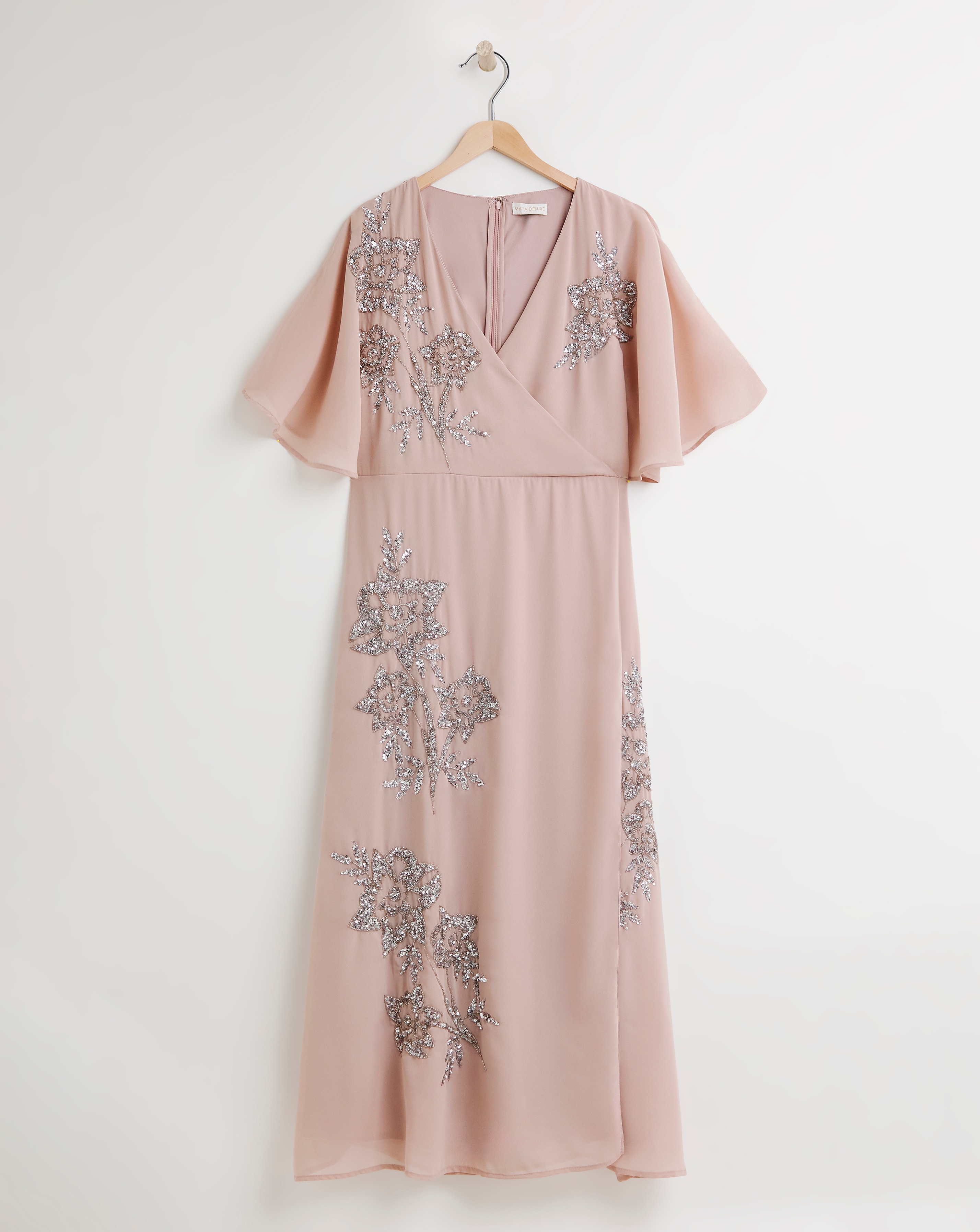 Maya Curve Wrap Sequin Maxi Dress