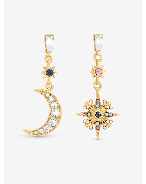 Mood Gold Multi Coloured Celestial Drop Earrings