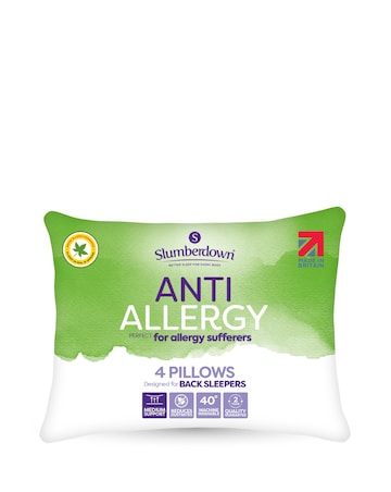 Slumberdown Anti Allergy Medium Support 4 Pack Pillows