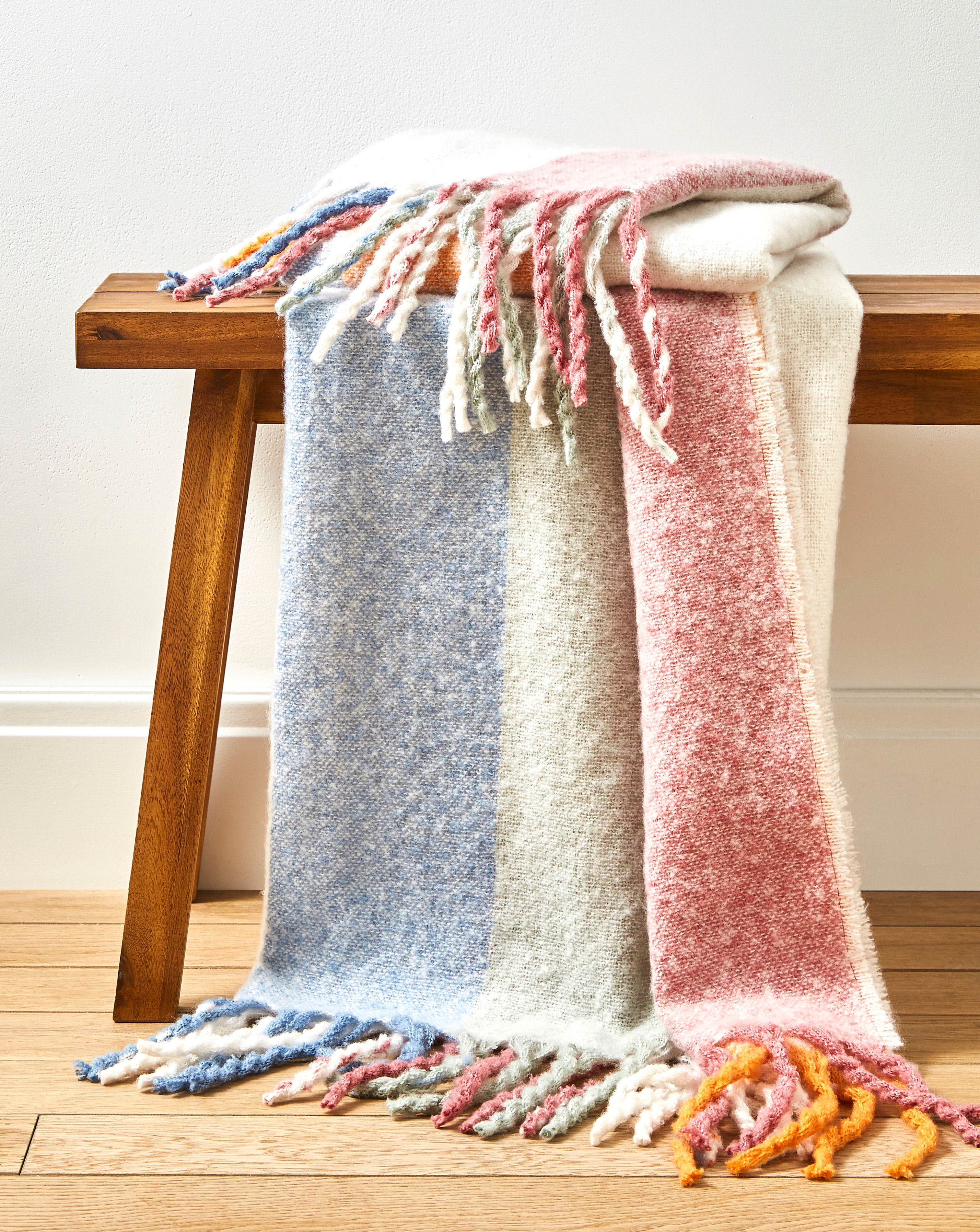 Striped Faux Mohair Throw