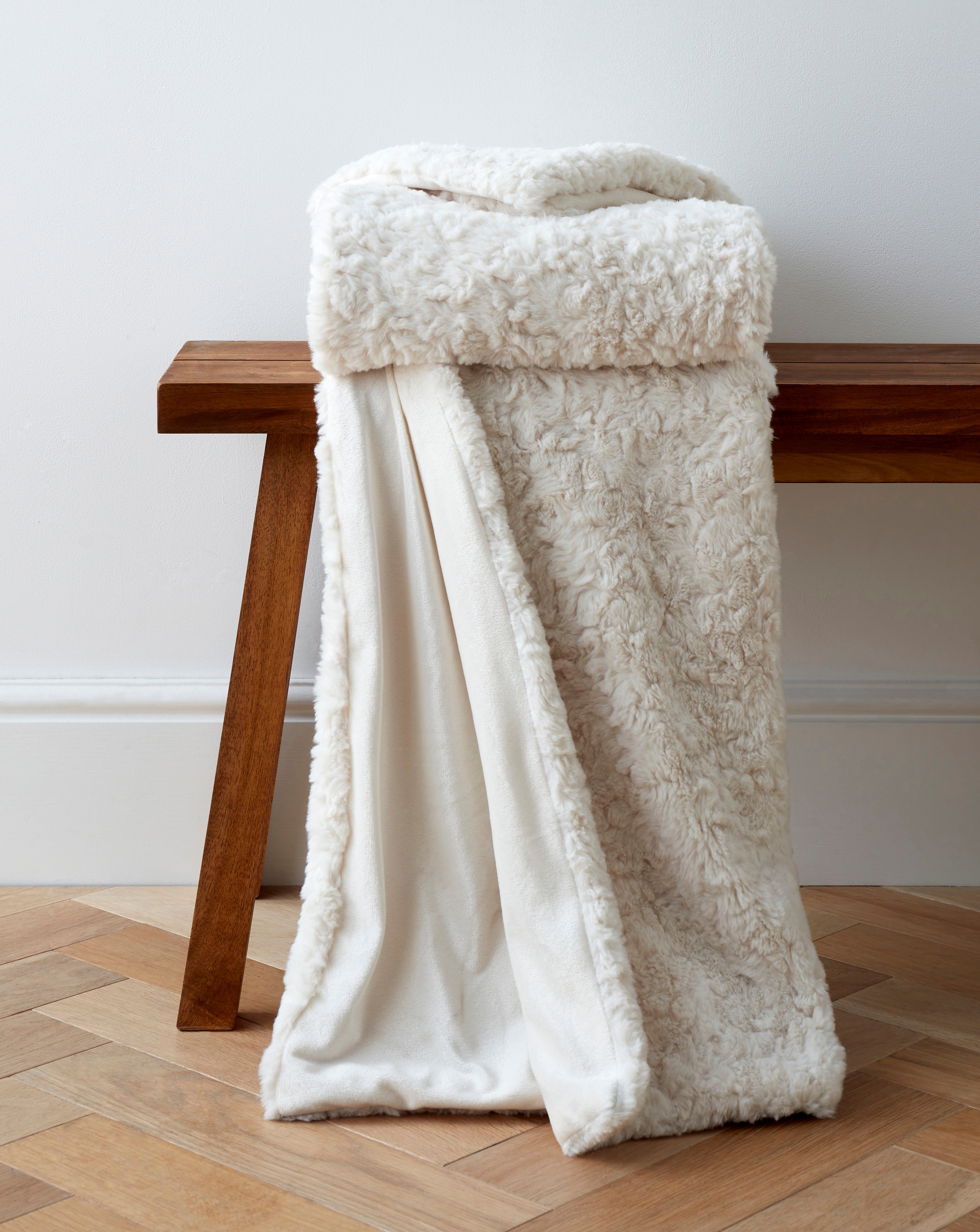 Textured Faux Fur Throw