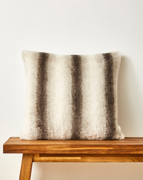 Stripe Animal Printed Faux Fur Cushion