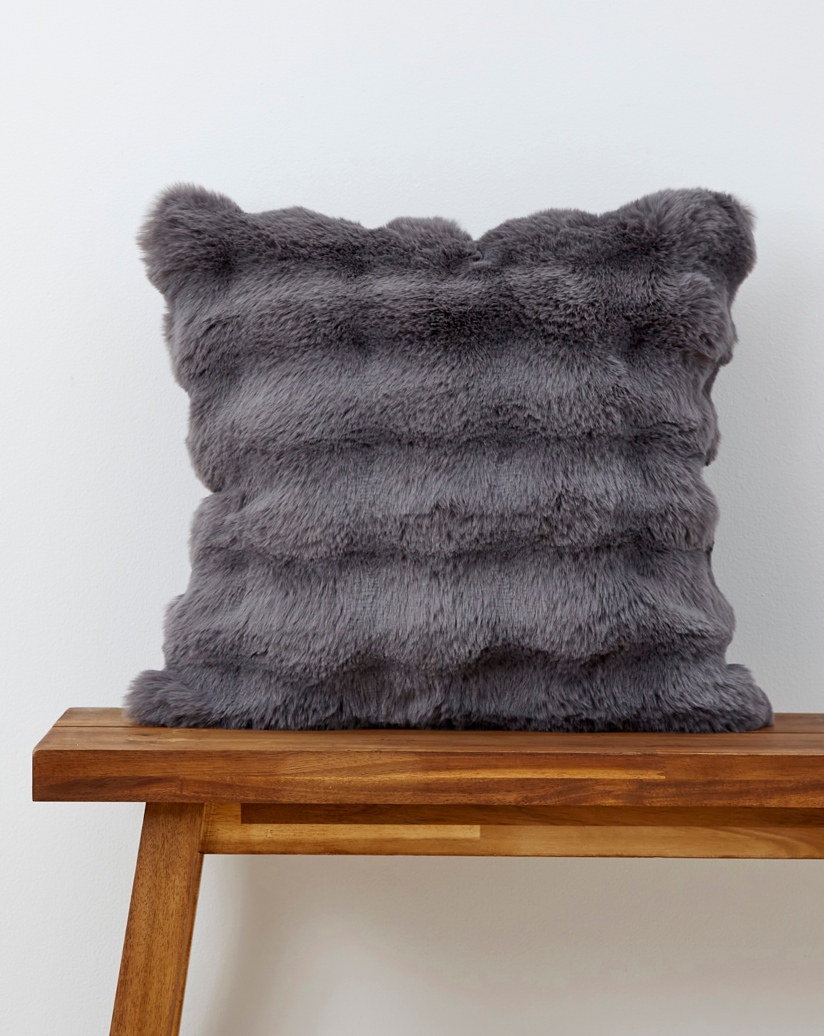 Bubble Faux Fur Cushion - Charcoal
