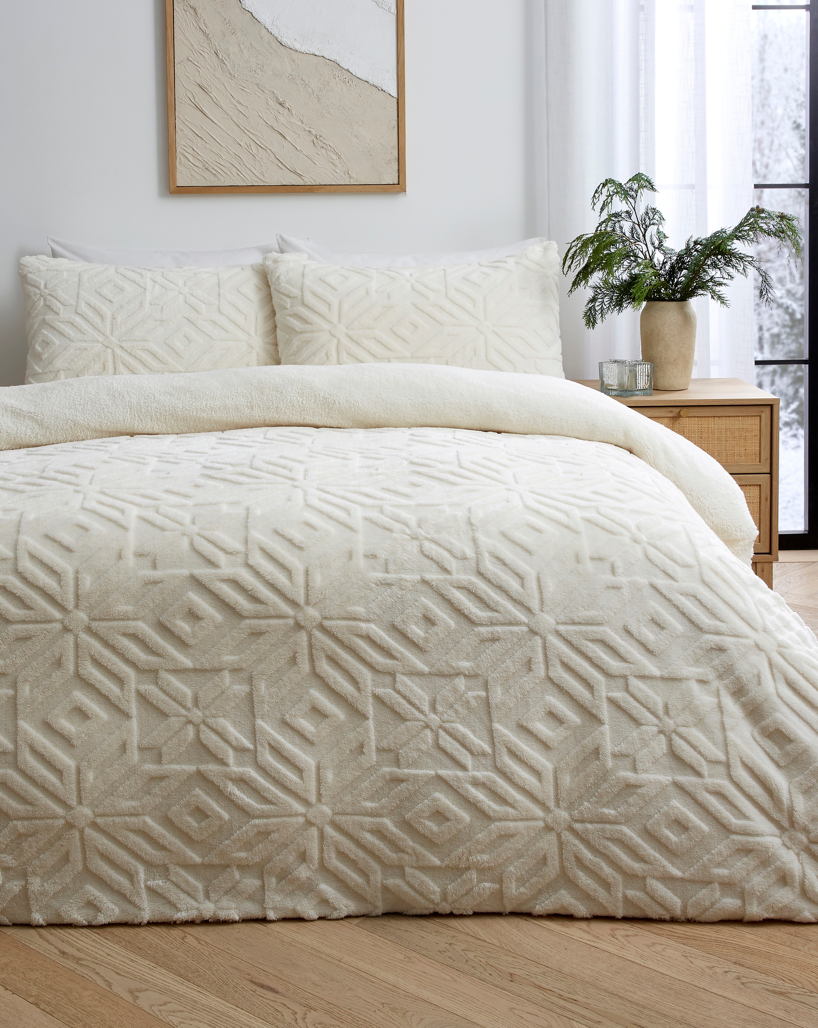 Tufted Snowflake Fleece Duvet Set