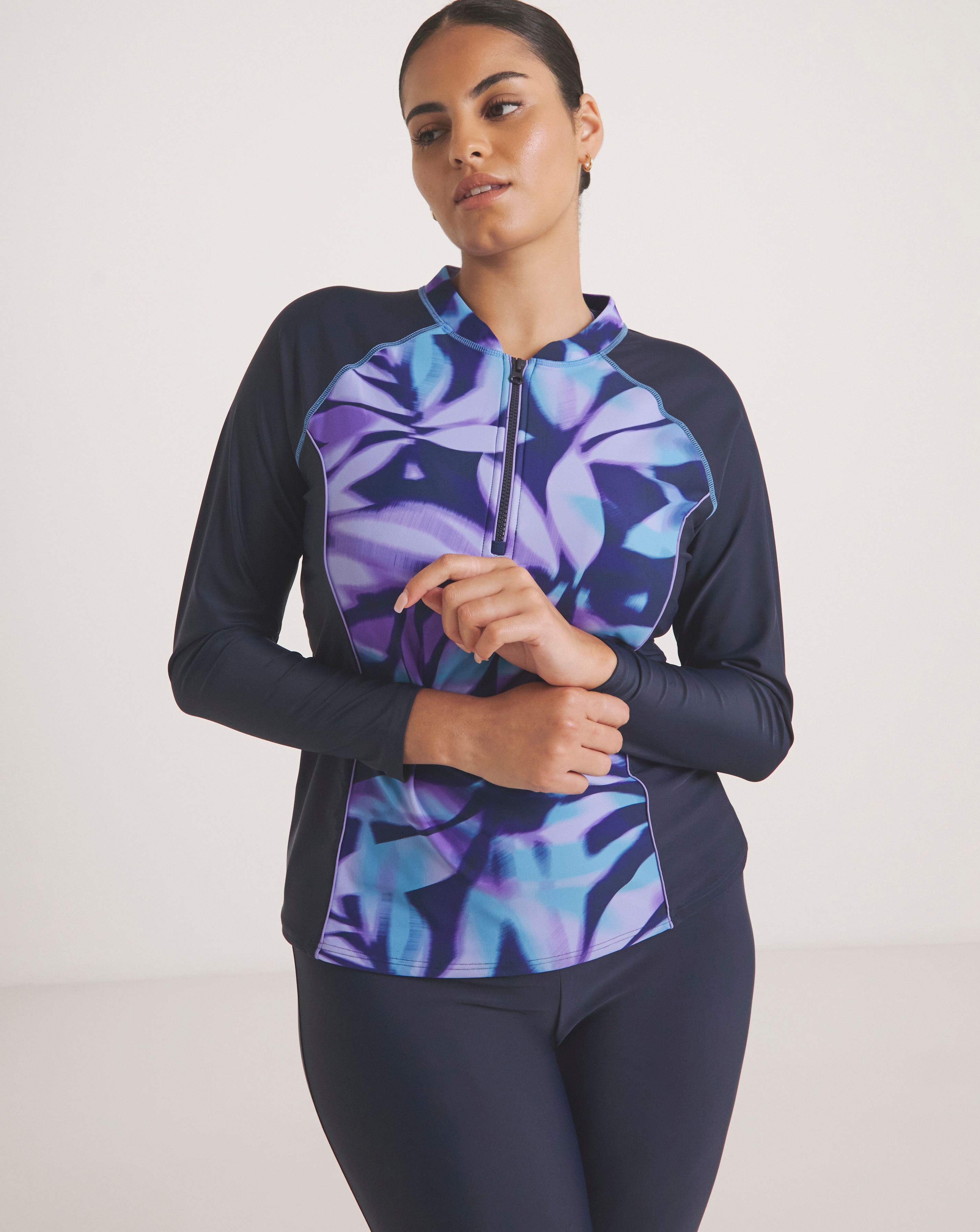 Sports Swim Zip Up Rash Guard
