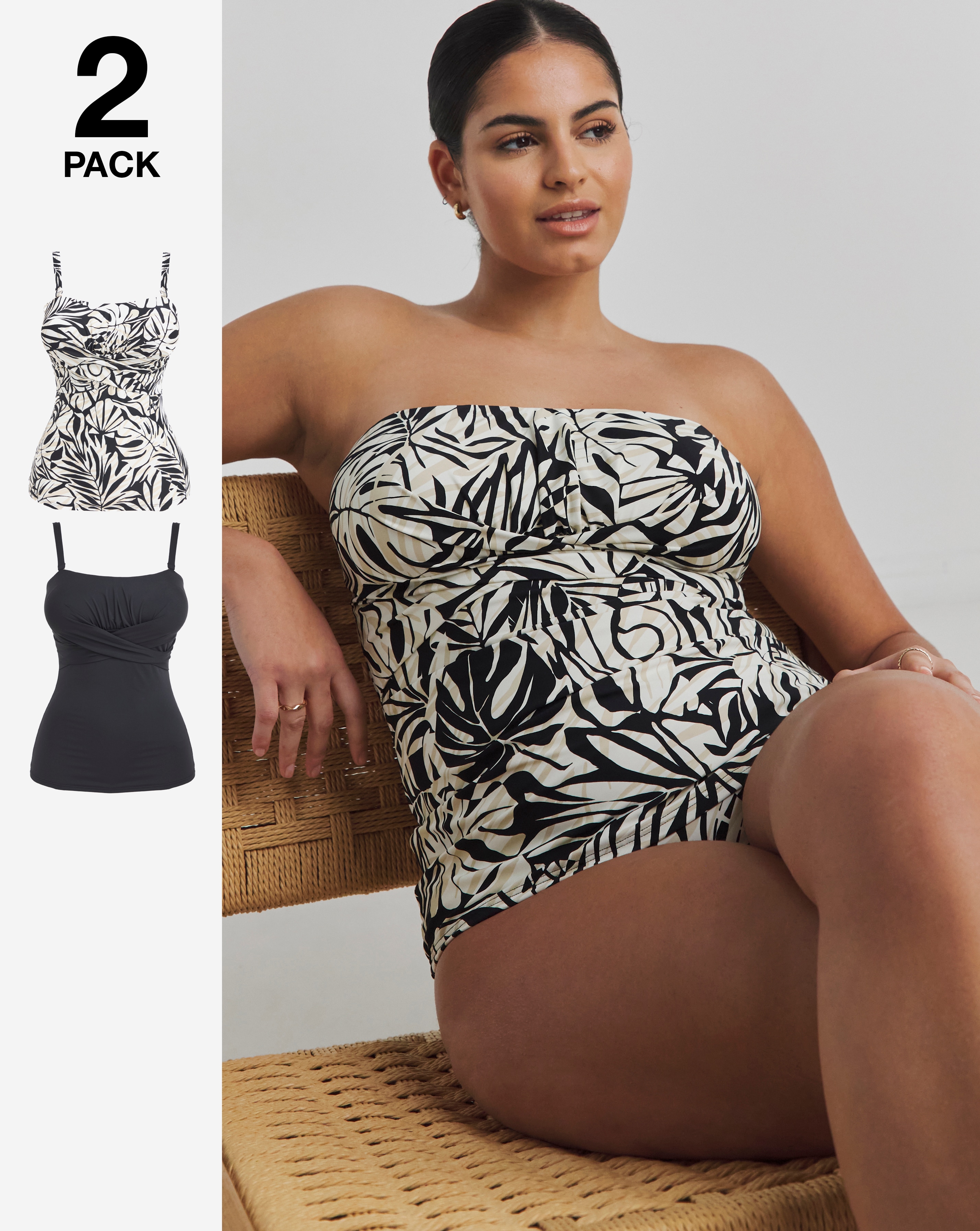 MAGISCULPT 2 Pack Bandeau Tankini Tops