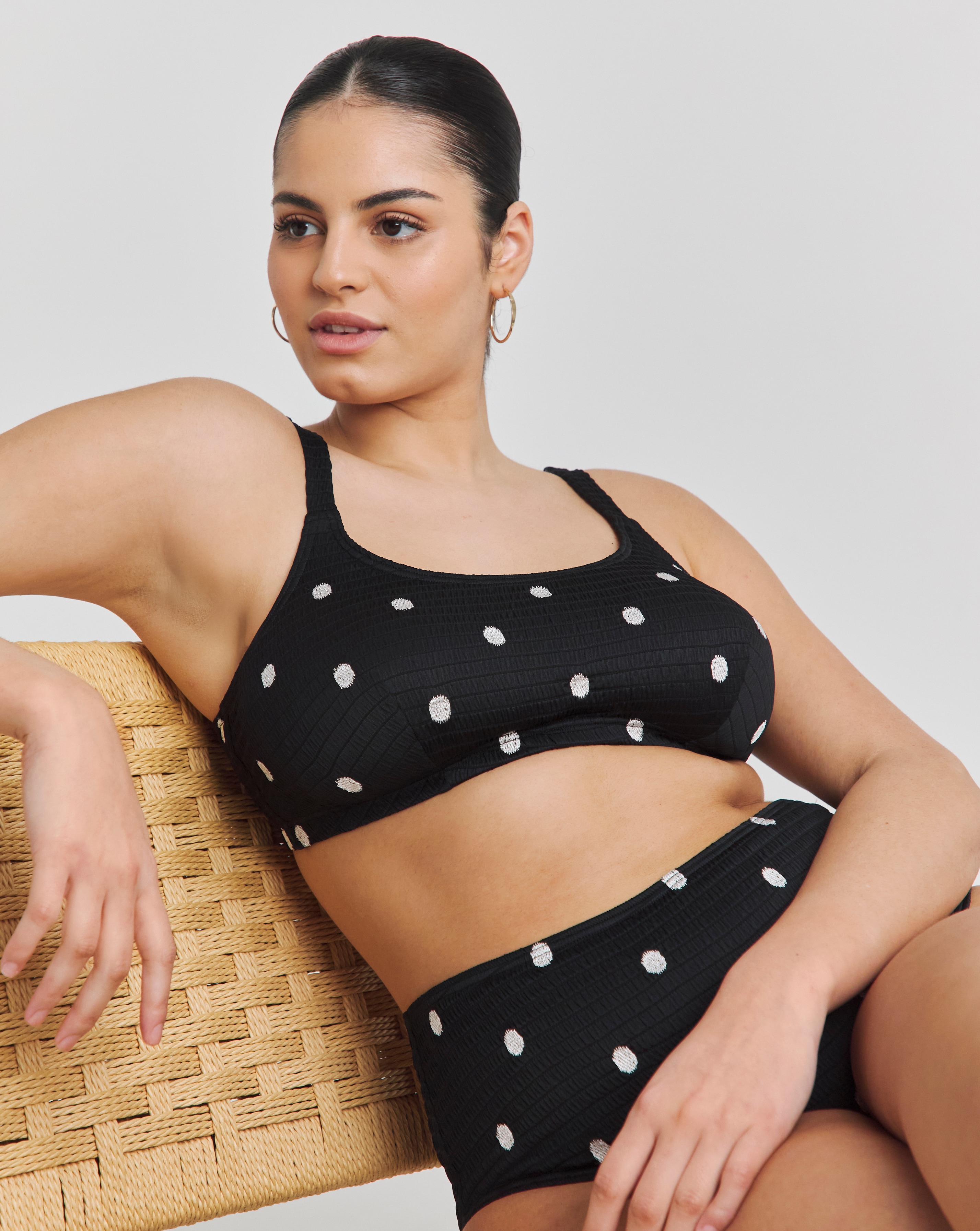 Embroidered Spot Bikini Set