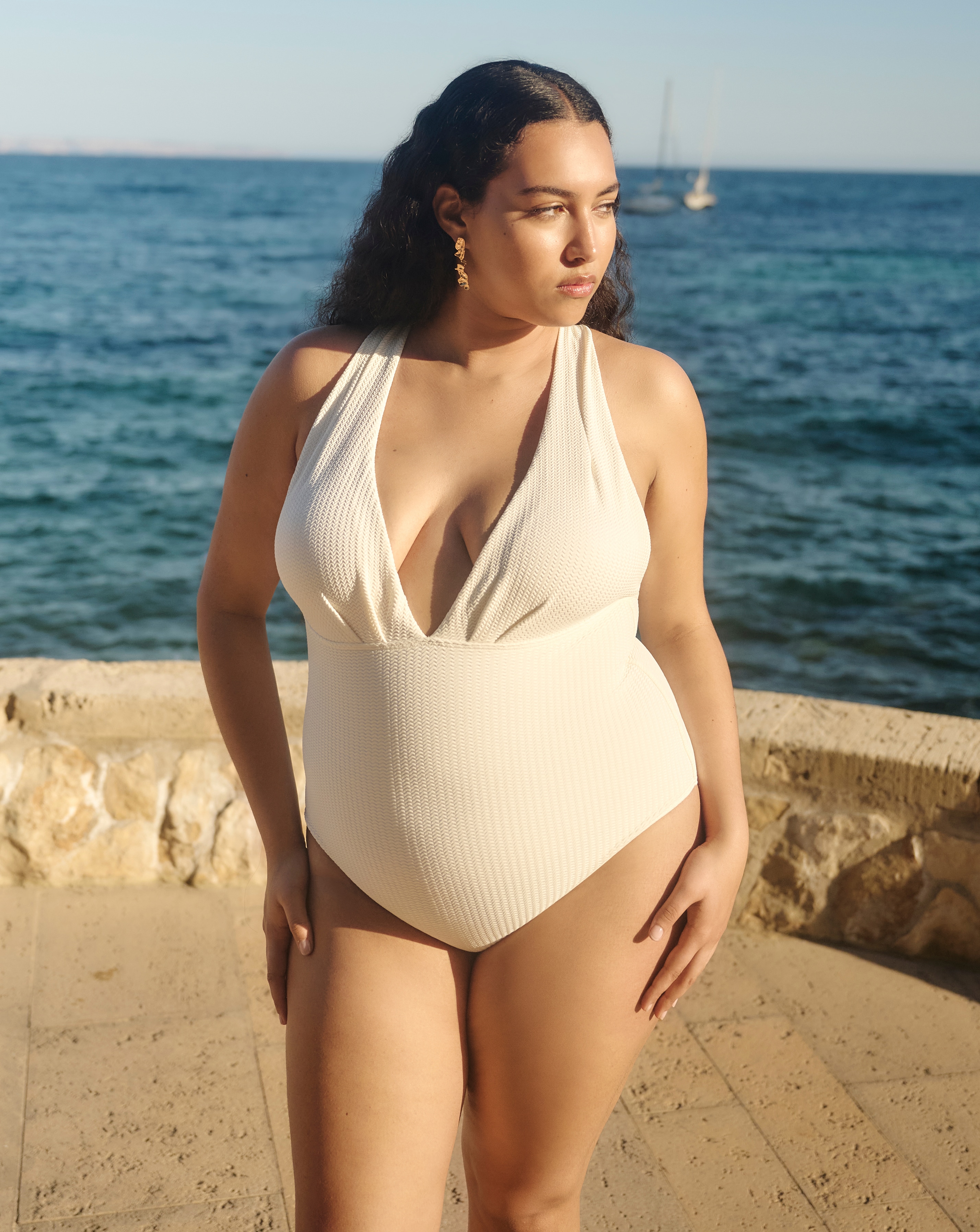 Textured Cross Back Swimsuit