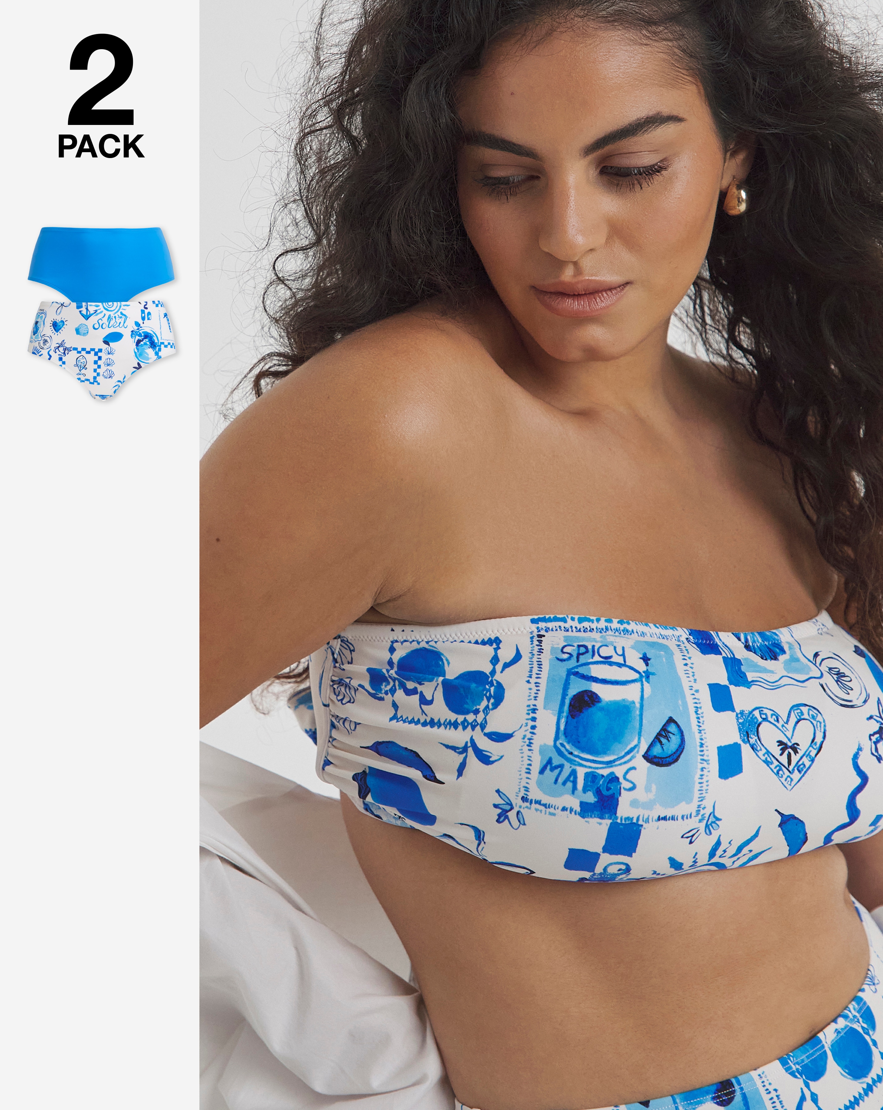 Value 2 Pack High Waist Bikini Bottoms