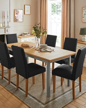 Julipa Ashford Extending 6 to 8 Seater Table with 6 Ava Leather Chairs