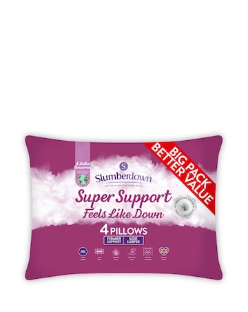 Slumberdown Super Support Feels Like Down 4 Pack Pillows