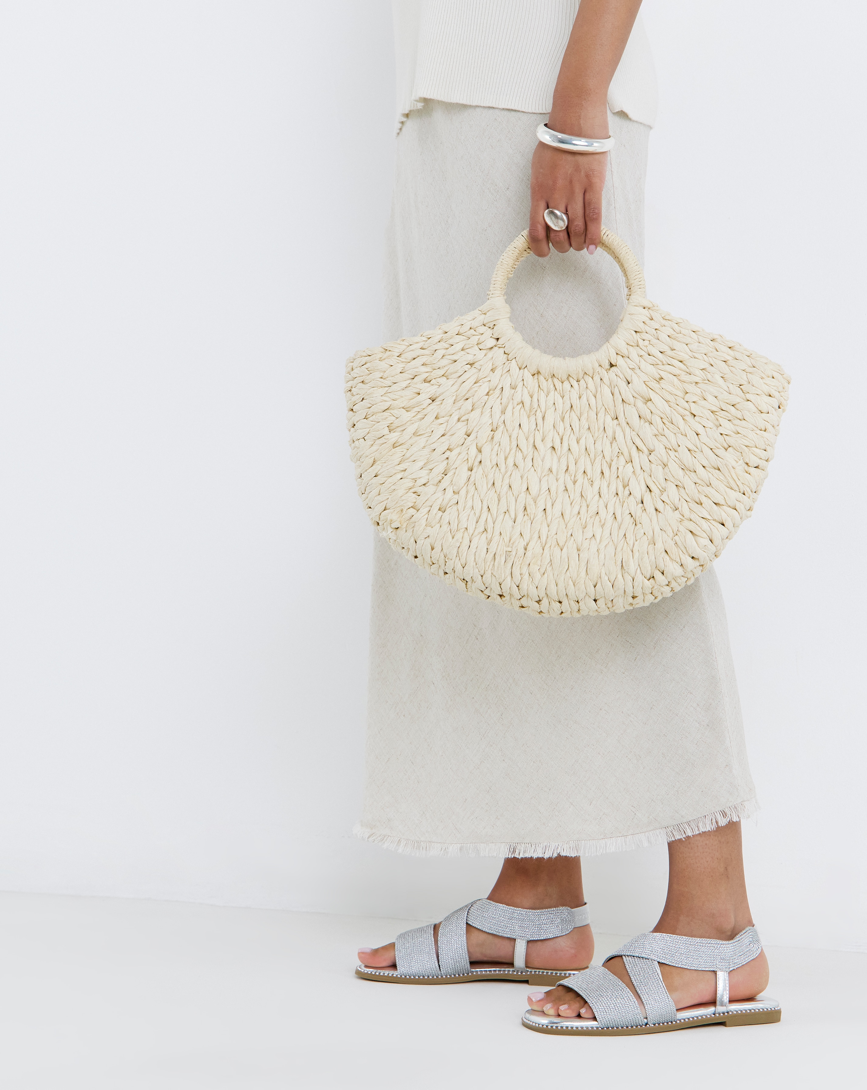 Elasticated Flat Sandals Wide Fit