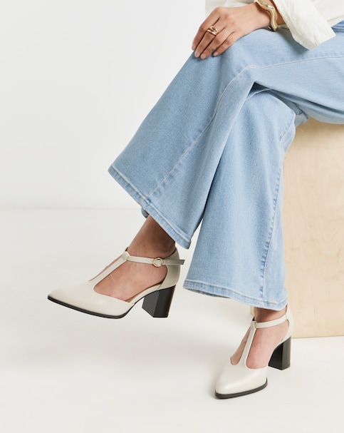 Cora Two Part T Bar Heeled Shoes - Extra Wide Fit (EEE)