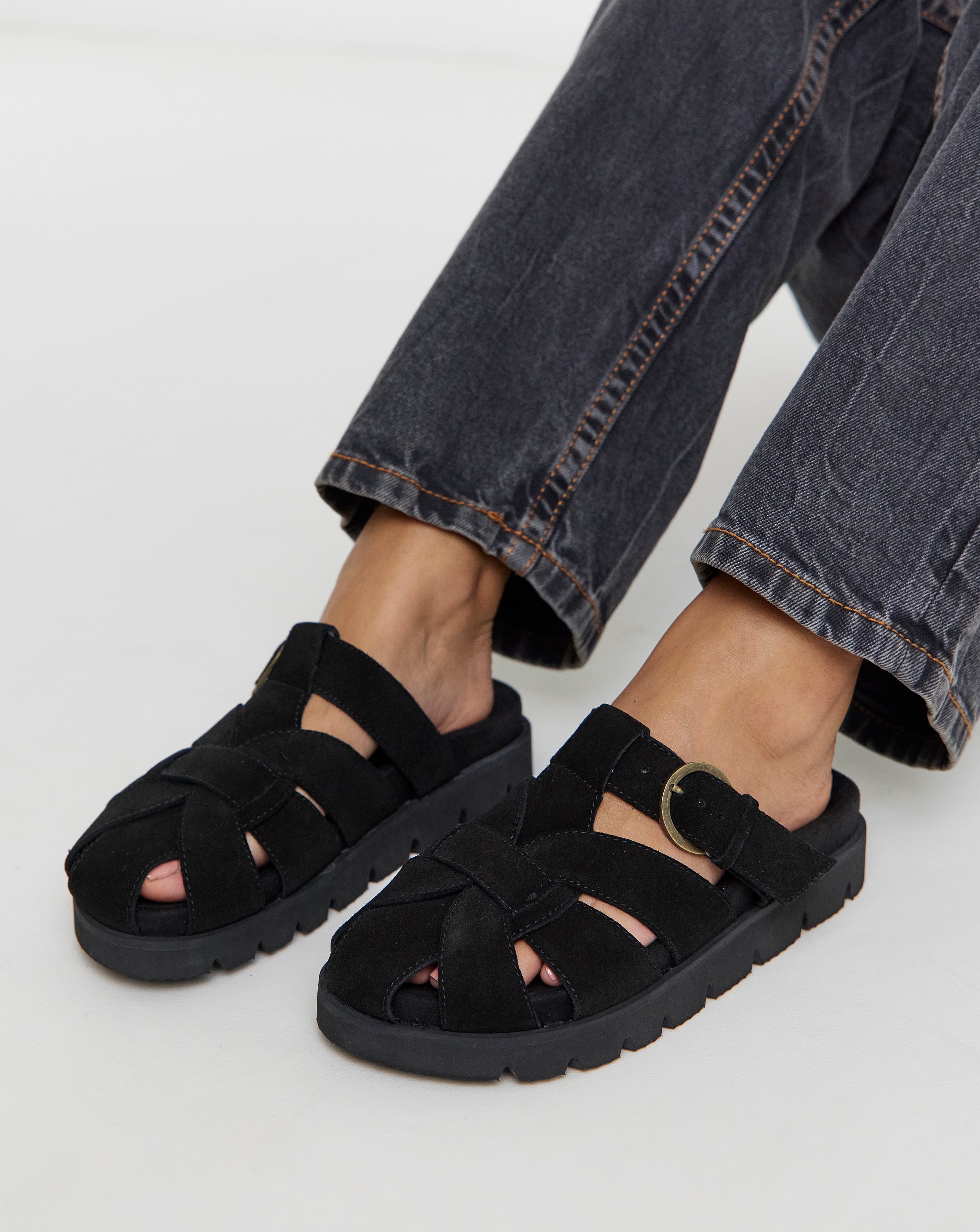 New In - Woven Closed Toe Mules Wide Fit