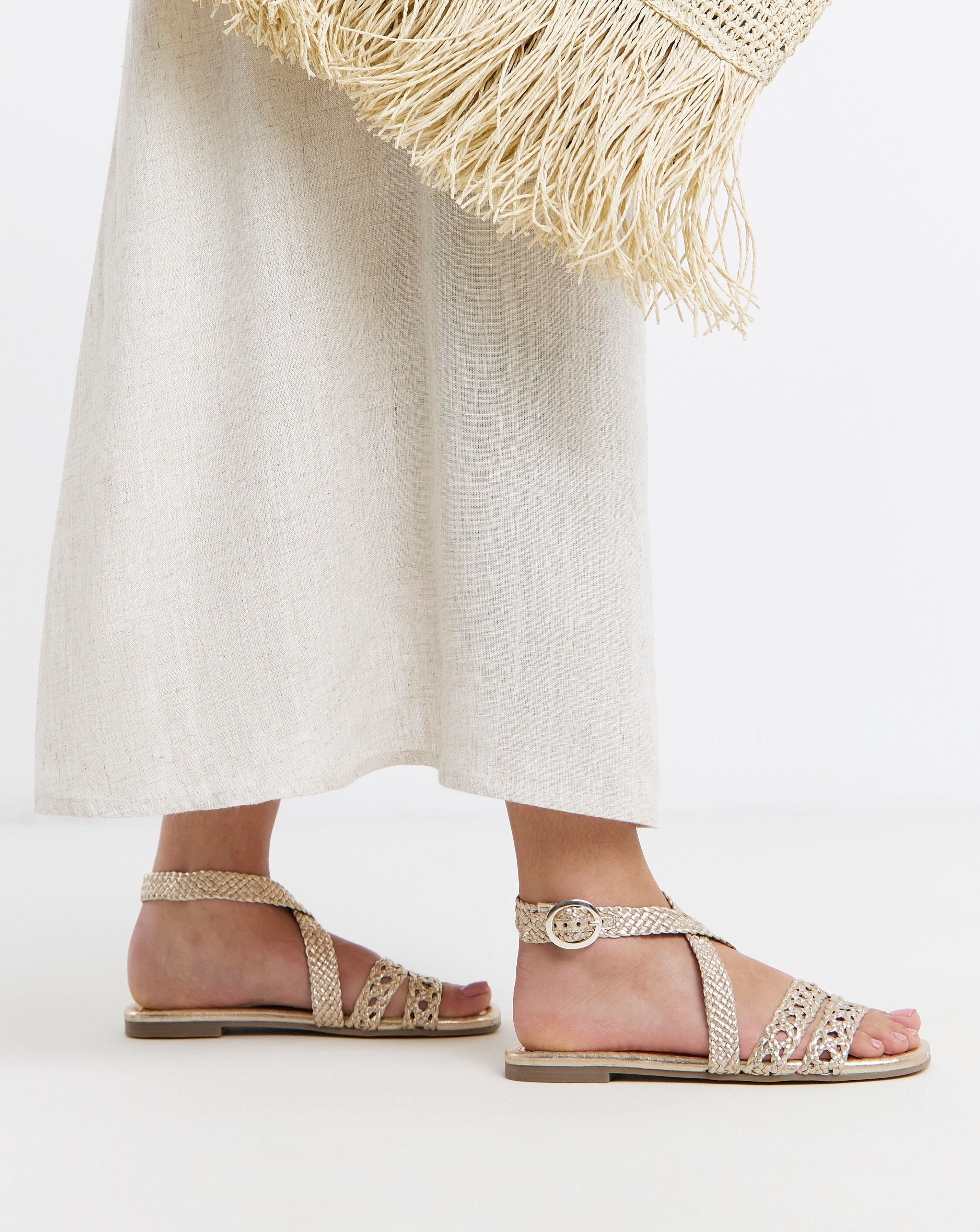 New In - Woven Multi Strap Sandals Extra Wide Fit